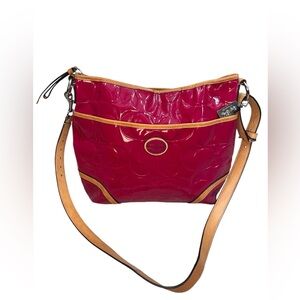 Coach patent leather Pink and Tan Crossbody Bag